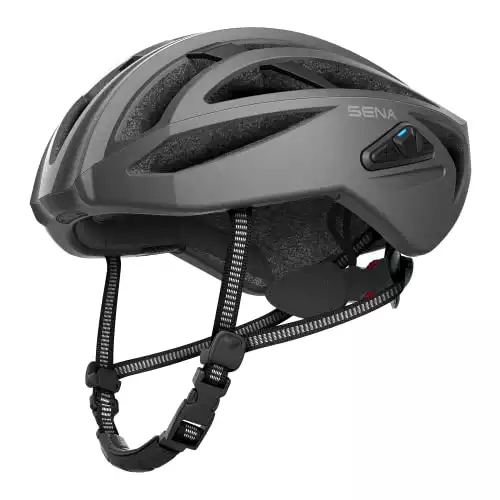 Sena R2 EVO Road Cycling Bluetooth Helmet Integrated Mesh Intercom System (Matte Gray, Large)