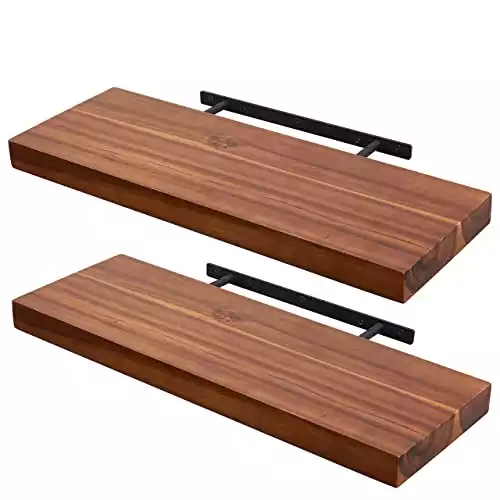 BATODA Set of 2 24" Acacia Wood Floating Shelves