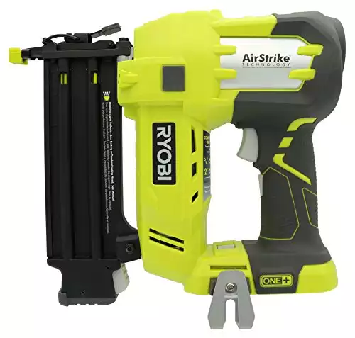 Ryobi Nailer, a Ryobi Cordless Nail Gun, showcased against a white background, highlighting its sleek design and robust power, set to transform your DIY tasks.