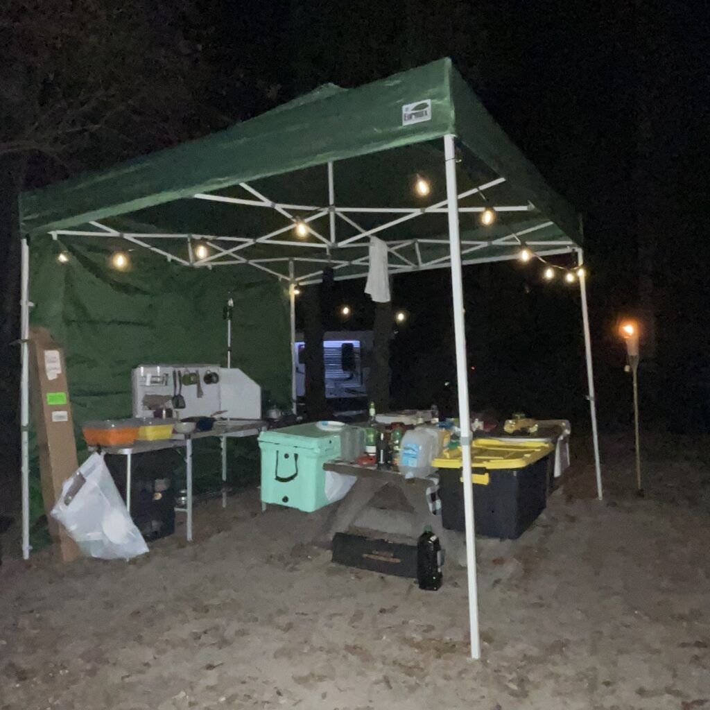 A sturdy and efficient Eurmax USA 10x10 EZ Pop Up Canopy Tent, perfect for a diy camping kitchen set up, providing reliable shelter from the elements with its easy setup design.