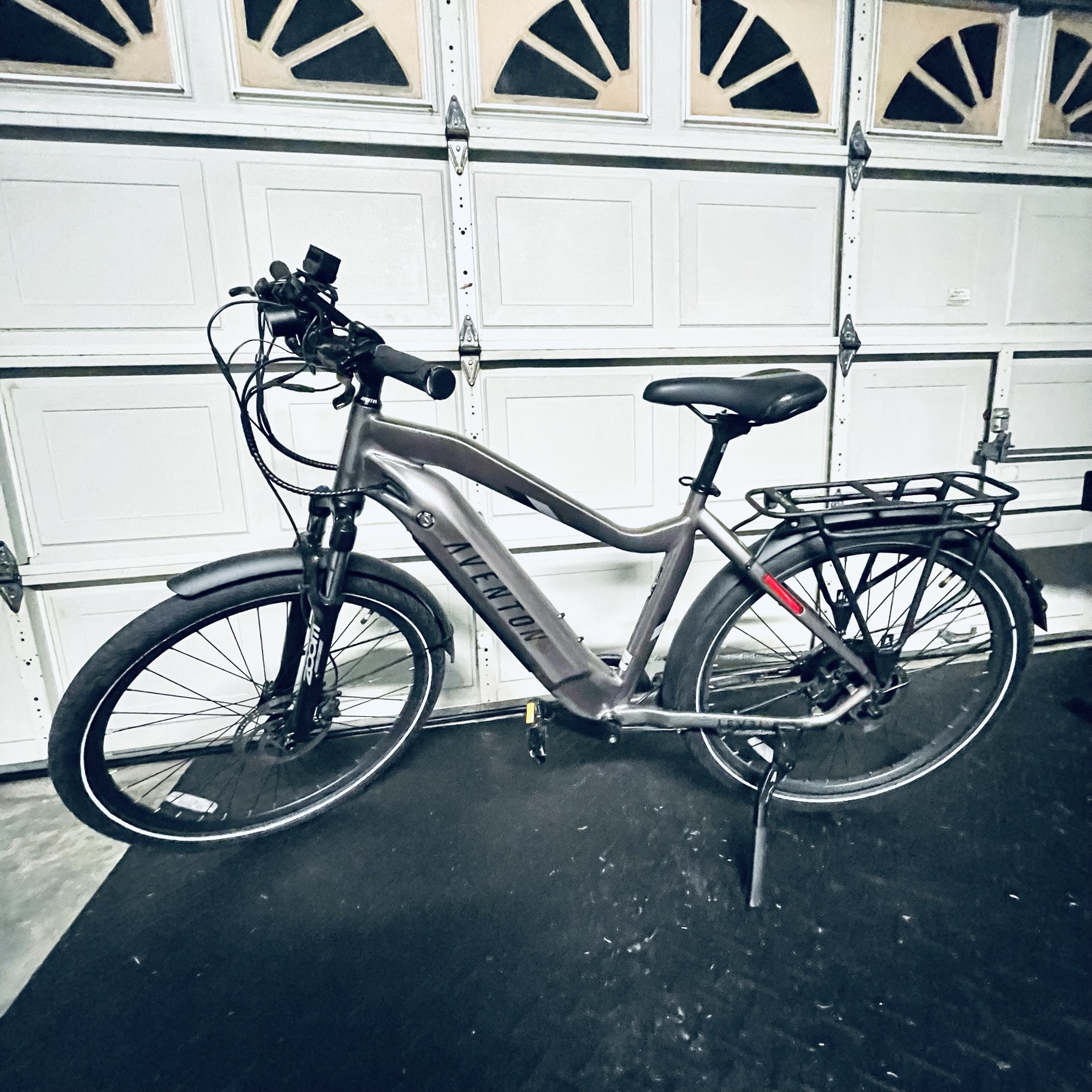 A full view of the Aventon Level 2 eBike, the perfect base for your best eBike accessories.