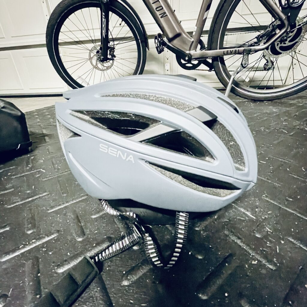 The side view of Sena R2 EVO, one of the best eBike accessories.