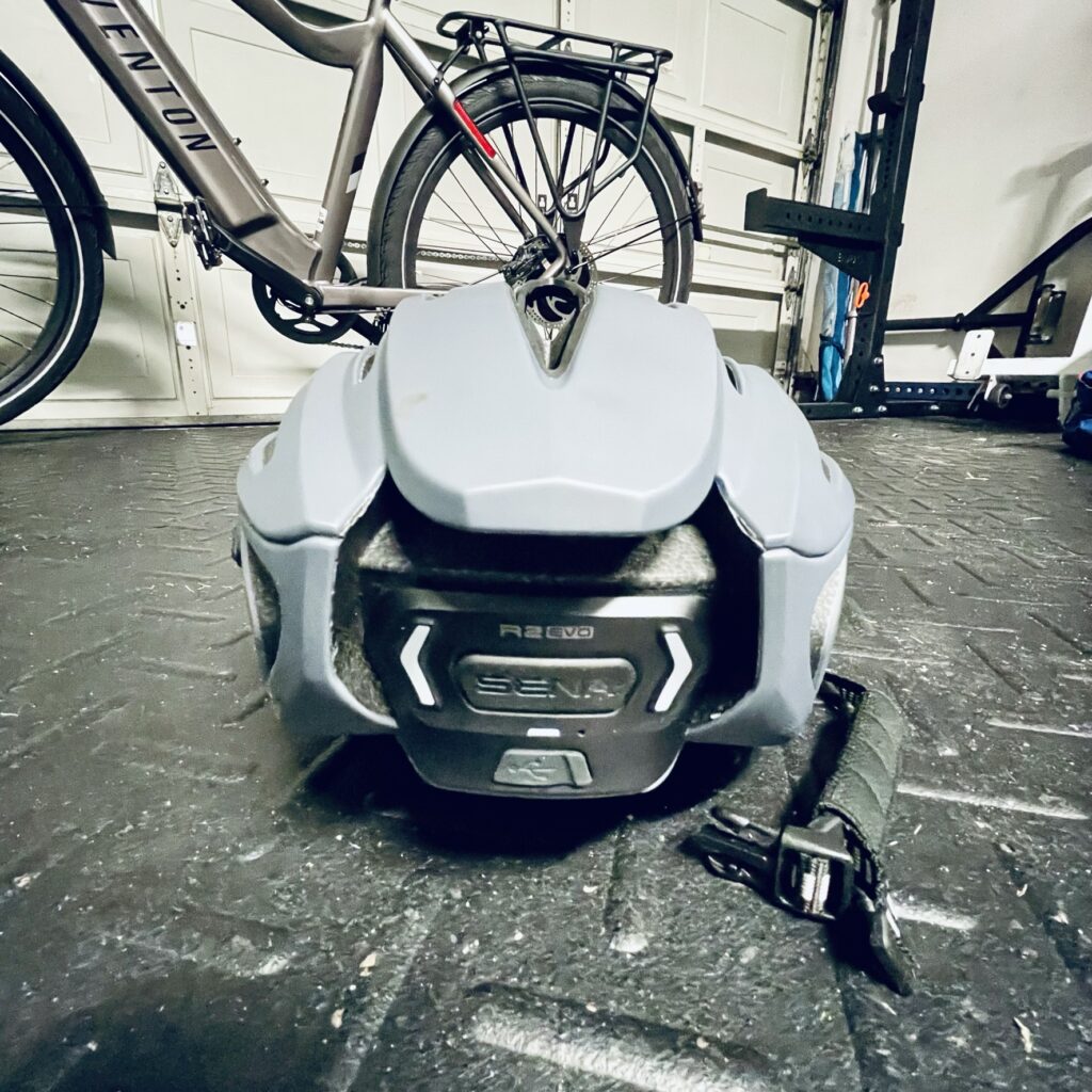 The back view of Sena R2 EVO, a top-rated electric bike accessory.