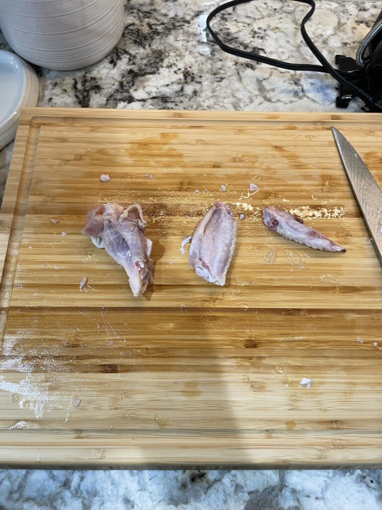 Smoke chicken wings - wings cut into 3 proper pieces.