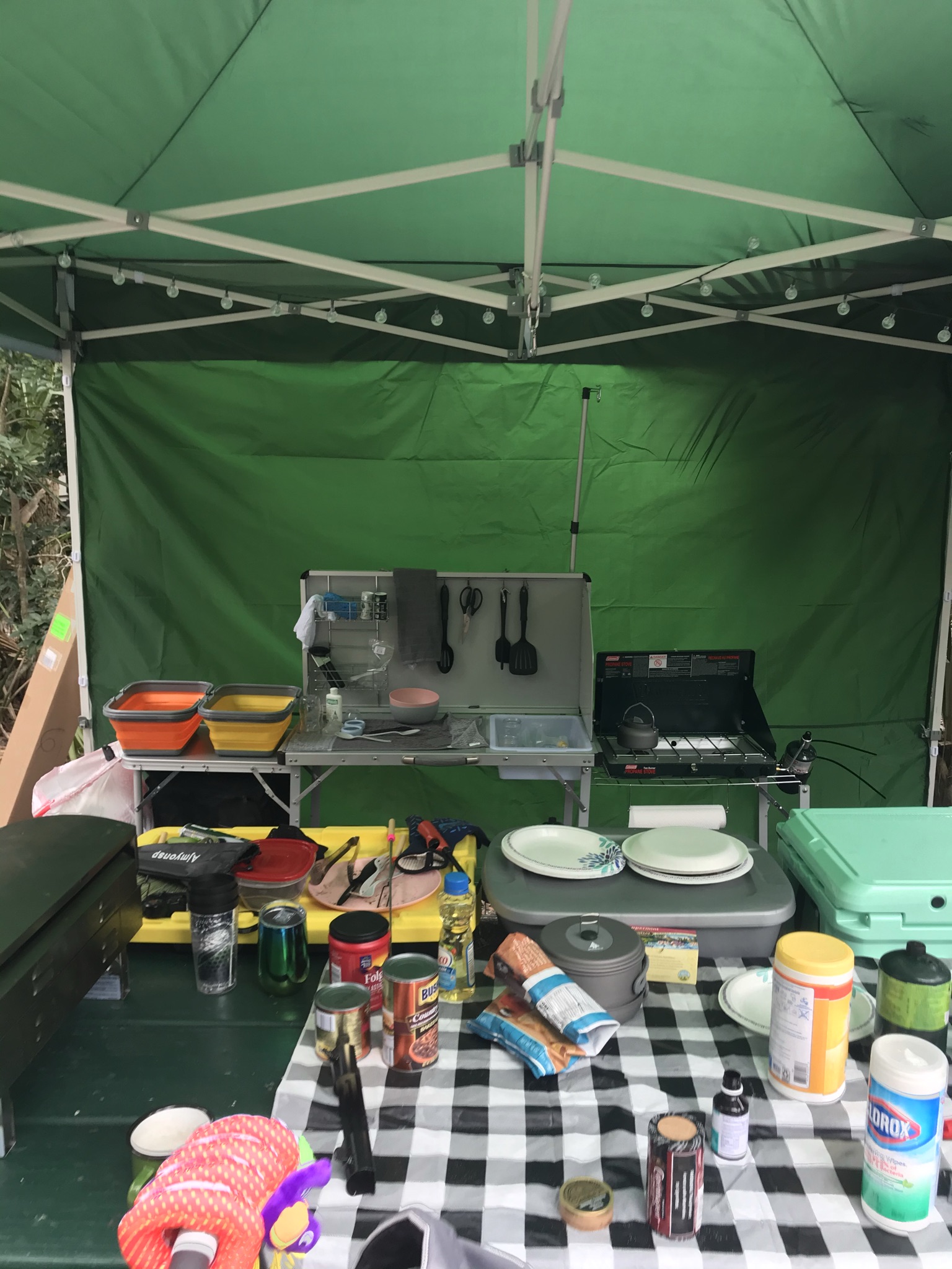 Full camping kitchen set up