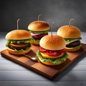 Display of multiple top burgers showcasing the best burger near me