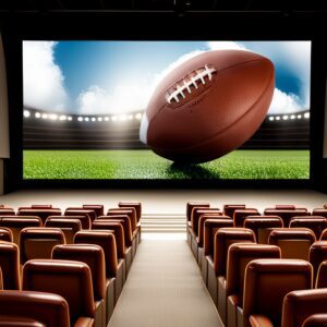 Football movie playing in movie theatre. An example of one of the best football movies of all time.