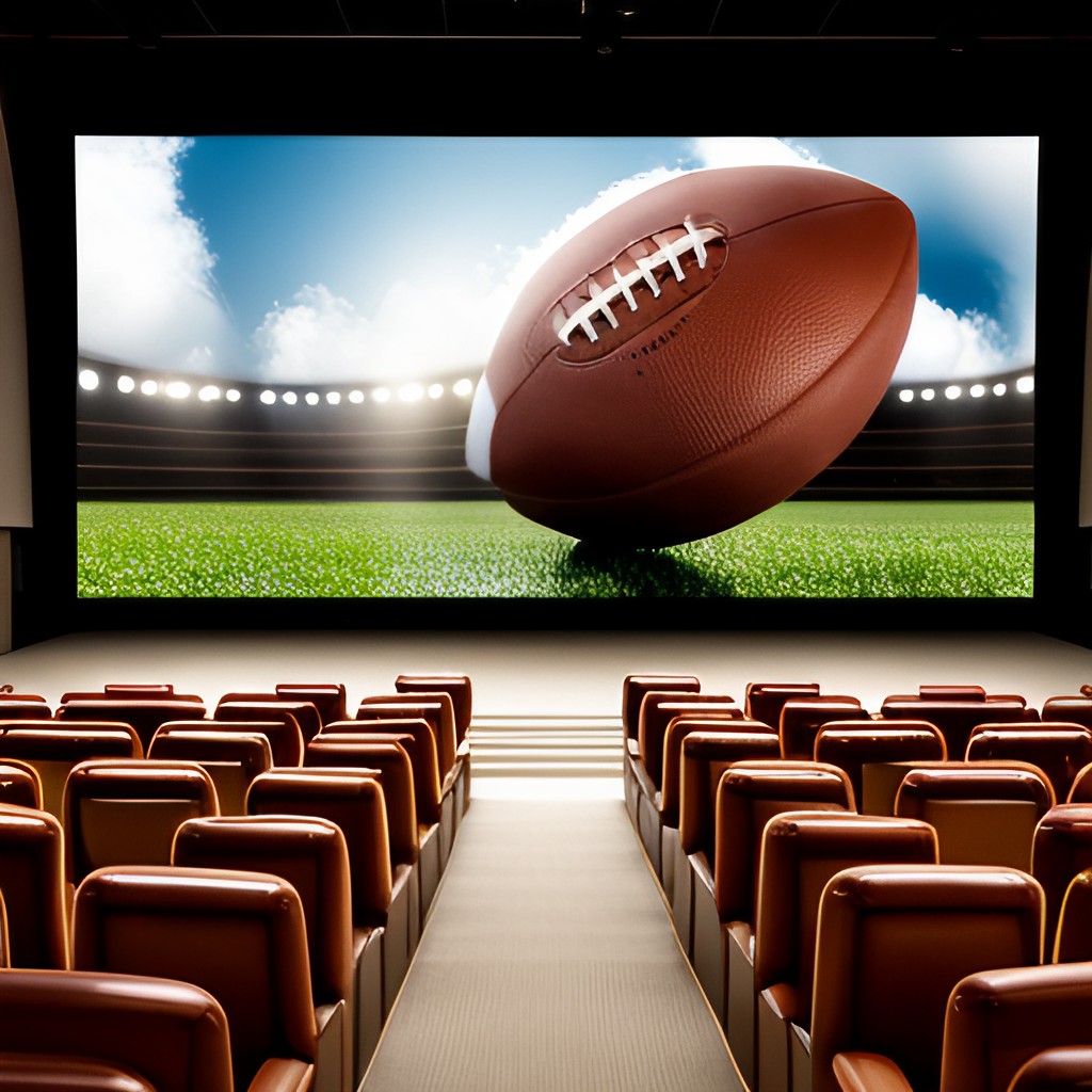 Football movie playing in movie theatre. An example of one of the best football movies of all time.