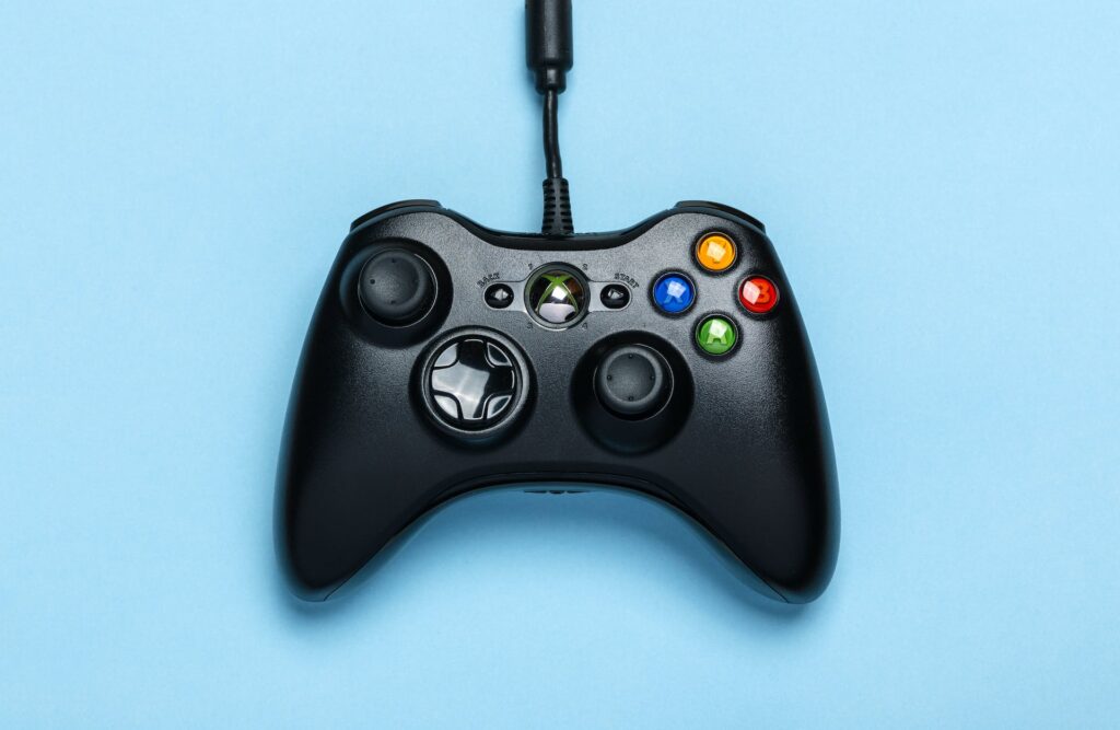 Close-up view of an Xbox Scuf controller, enhancing the gaming experience.